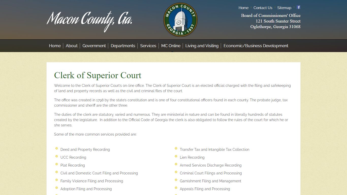 Clerk of Superior Court - Macon County, GA